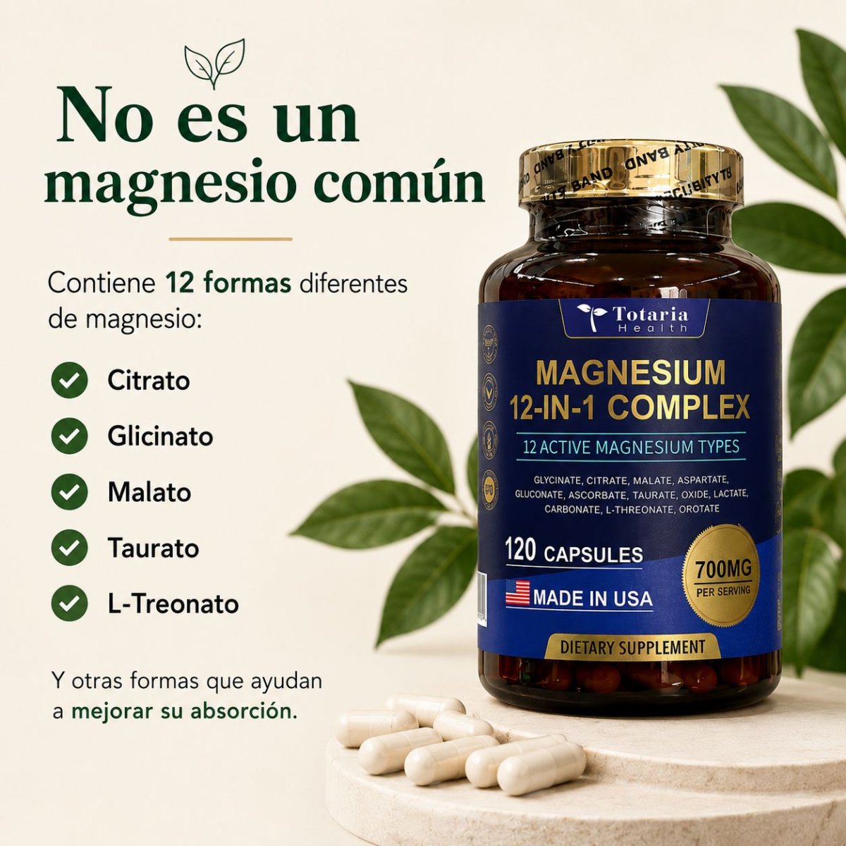 Magnesium Complex 12 en 1 (700 mg | 120 Cápsulas) | Aura Vital Ve