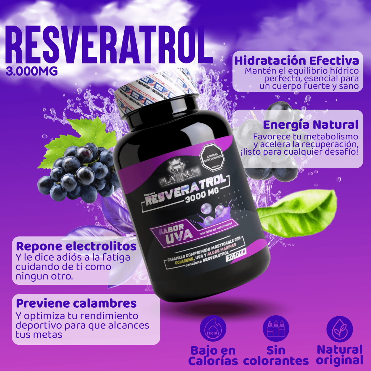 🍇 Resveratrol Platinum 3000 mg | Aura Vital Ve